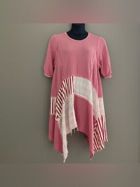 Fantastic Fawn Pink Patchwork Asymmetric Tunic